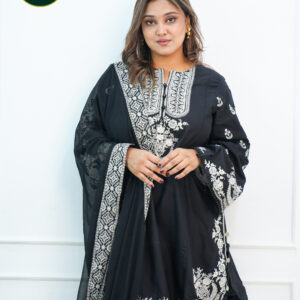 Authentic Pakistani Heeras’s Brand Embroidered 3 Piece Black Dress